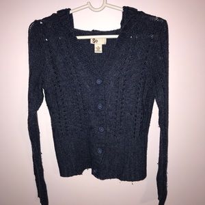 SO brand button up sweater with hood